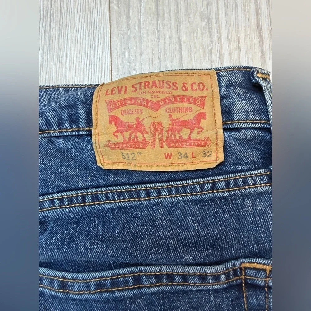 Levis‎ 512 Sin City Slim Taper Mens Jeans 34x32 Dark Wash Blue Denim 28833-0285
